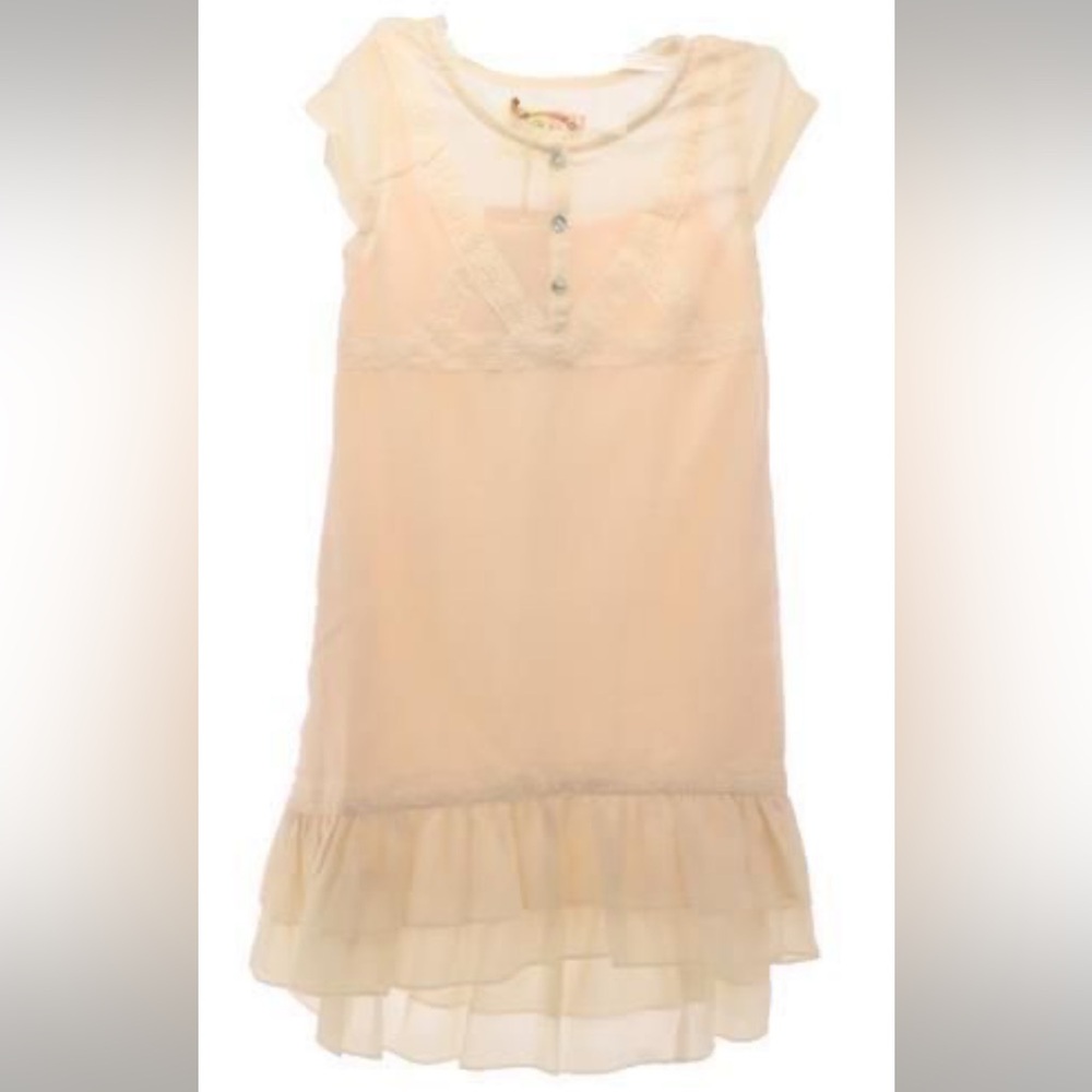 Joyfolie Size 3 Cream Elegant Kids Dress with Button Detail